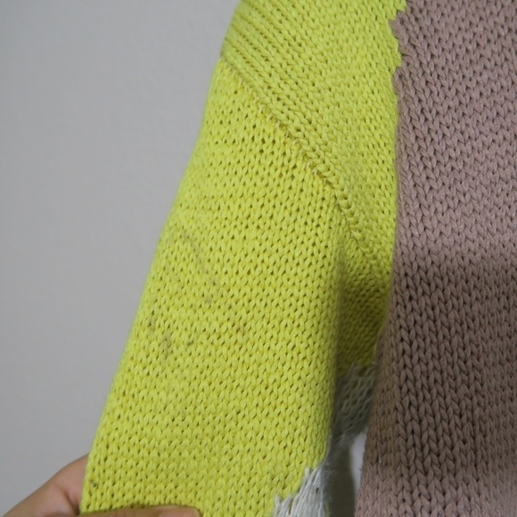 Aiko Sweater Womens Medium Asymmetrical Relaxed Beach Casual Art Tan Open Knit - Picture 8 of 10